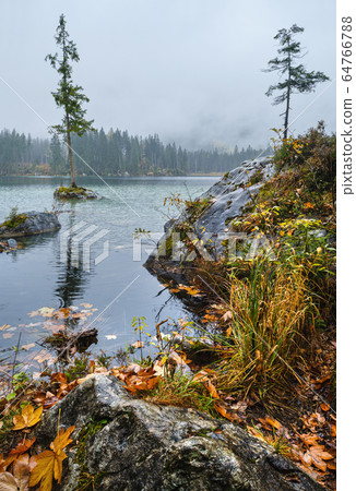 Mountain alpine autumn lake Hintersee, Mountain alpine autumn lake Hintersee, 64766788