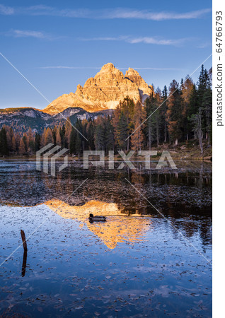 Beautiful autumn evening Lake Antorno and Three 64766793