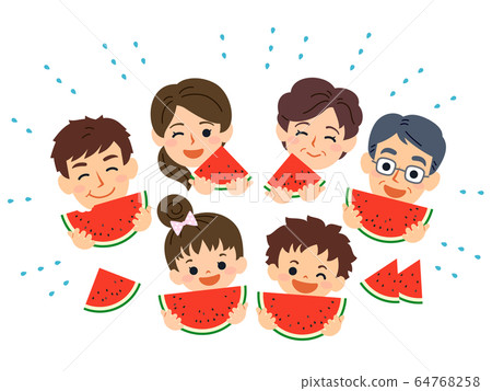 家庭單冉吃夏季西瓜 家庭單冉吃夏季西瓜 64768258