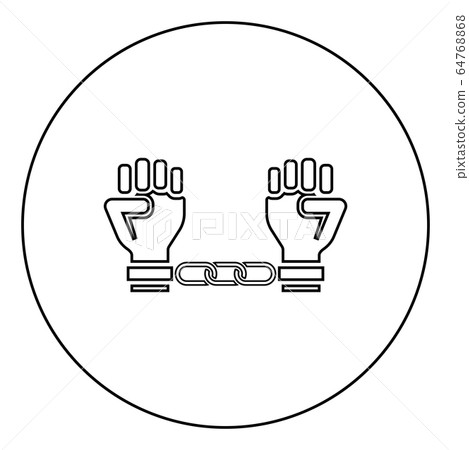 Handcuffed hands Chained human arms Prisoner  64768868