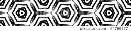 Black and white summer Seamless Border Scroll. Geo Black and white summer Seamless Border Scroll. Geo 64769377
