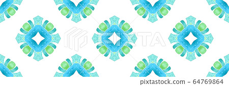Tiled green watercolor background. Repeating  64769864