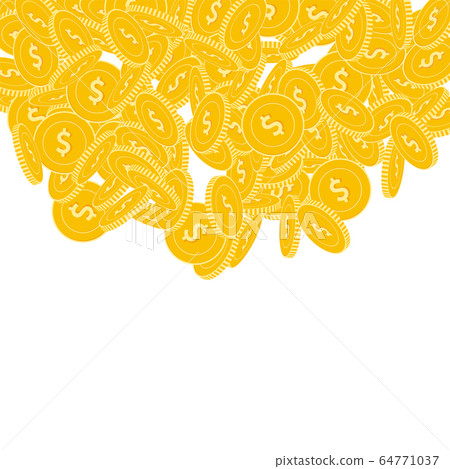 American dollar coins falling. Scattered big USD c American dollar coins falling. Scattered big USD c 64771037