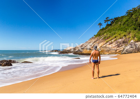 Man relaxing in nature. View of Dead Sea 64772404