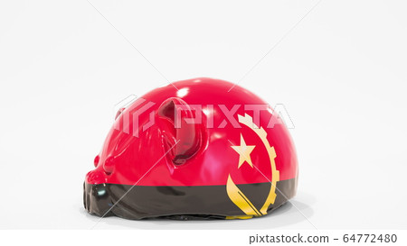 Deflating inflatable piggy bank with printed flag of Angola. Angolan financial crisis related conceptual 3D rendering Deflating inflatable piggy bank with printed flag of Angola. Angolan financial crisis related conceptual 3D rendering 64772480