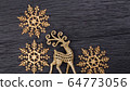 Golden toy figurine Christmas deer and golden 64773056