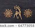 Golden toy figurine Christmas deer and golden 64773058