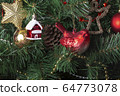 Retro decoration red balls and red bird 64773078