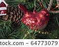 Retro decoration red balls and red bird 64773079
