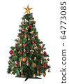Christmas artificial decorated fir tree 64773085