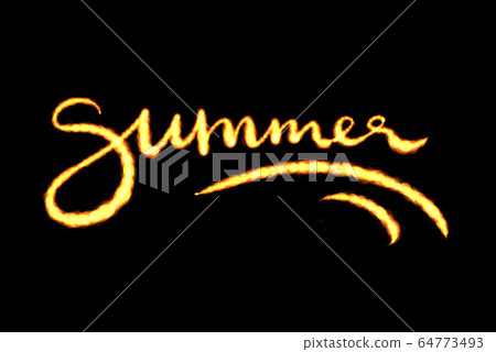 word summer made from fire or burning flame lettering over black background 64773493