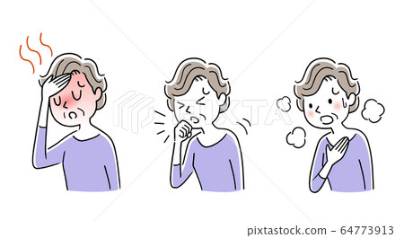 圖庫插圖：新的冠狀病毒症狀老人女性 64773913