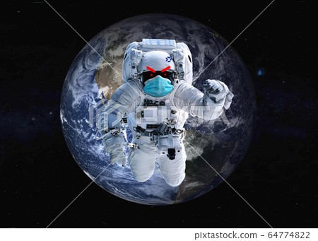 Angry Astronaut in blue medical mask Angry Astronaut in blue medical mask 64774822
