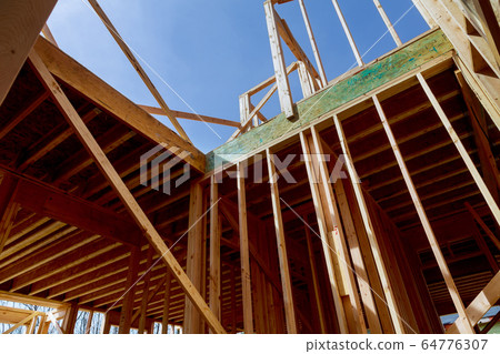 Beams of planks of walls and ceiling of the frame Beams of planks of walls and ceiling of the frame 64776307