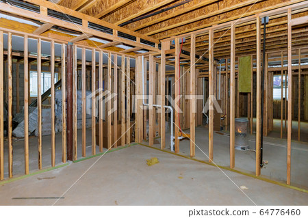 Interior stick built frame of a unfinished Interior stick built frame of a unfinished 64776460