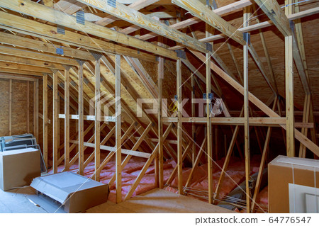 Foam plastic insulation installed in the sloping 64776547