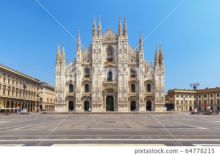 Milan Italy, city skyline at Milano Duomo Cathedral empty nobody Milan Italy, city skyline at Milano Duomo Cathedral empty nobody 64778215