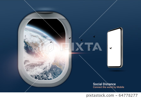 social distance connect by mobile 3d rendering 64778277