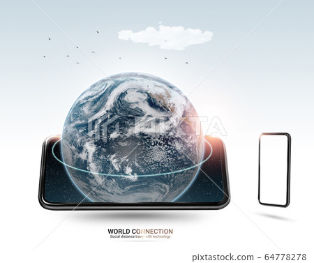 world connected by technology mobile phone. 64778278