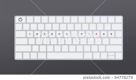 white keyboard with text coronavirus icon 3d 64778279