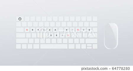 white keyboard with text coronavirus icon 3d 64778280