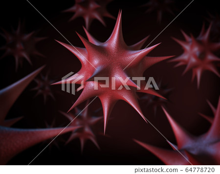 Abstract bacteria, virus cell, Corona virus disease, Covid-19 virus concept. 3D Rendering Abstract bacteria, virus cell, Corona virus disease, Covid-19 virus concept. 3D Rendering 64778720