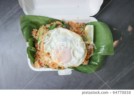 stir fried rice or fried rice in top view 64778838