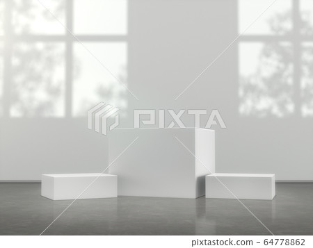 White pedestal for display,Platform for design,Blank product stand in Empty room with window and tree shadow on the wall .3D rendering. White pedestal for display,Platform for design,Blank product stand in Empty room with window and tree shadow on the wall .3D rendering. 64778862