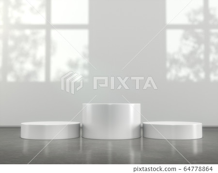 White pedestal for display,Platform for design,Blank product stand in Empty room with window and tree shadow on the wall .3D rendering. White pedestal for display,Platform for design,Blank product stand in Empty room with window and tree shadow on the wall .3D rendering. 64778864