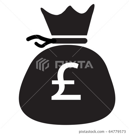 pounds bag icon on white background. flat style. money bag cash icon for your web site design, logo, app, UI. pound GBP black symbol. currency bag sign.  64779573