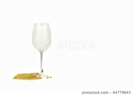 Galss wine of soybean isolated on white background 64779643