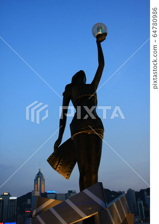 24 June 2008 a Statue in Avenue of Stars in Hong 24 June 2008 a Statue in Avenue of Stars in Hong 64780986