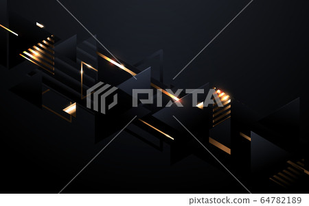Abstract background with triangles and glitter lines. 3d geometric composition with arrows 64782189