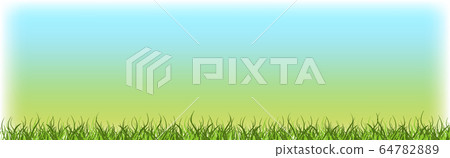 green grass lawn with blue sky nature spring landscape background horizontal 64782889