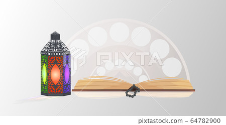 ramadan kareem holy month religion concept islamic quran and lantern greeting card 64782900