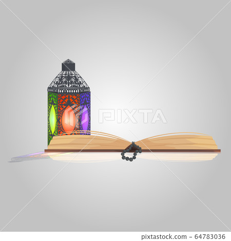 ramadan kareem holy month religion concept islamic quran and lantern greeting card 64783036