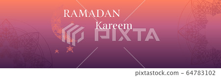 ramadan kareem muslim religion holy month greeting card flat horizontal lettering 64783102