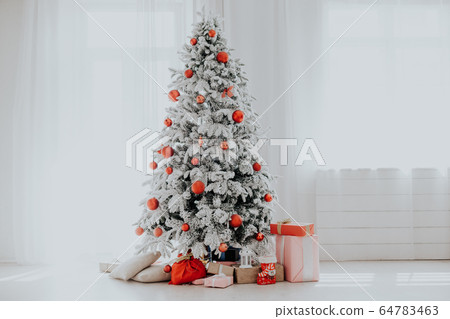 Christmas Home Interior with White Christmas tree Christmas Home Interior with White Christmas tree 64783463