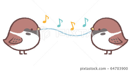 Sparrow connecting musical notes 64783900