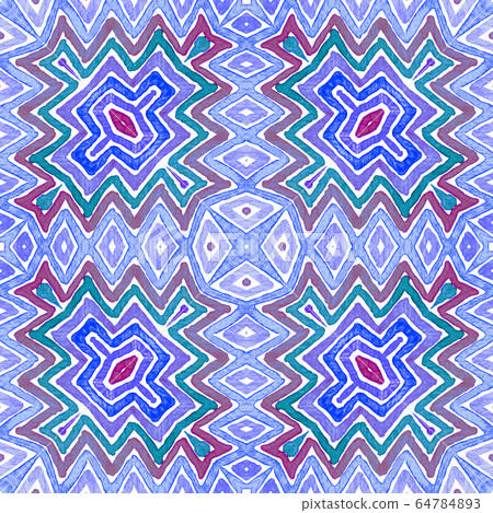Blue Geometric Watercolor. Cute Seamless Pattern. Blue Geometric Watercolor. Cute Seamless Pattern. 64784893