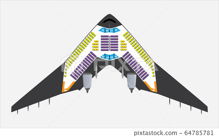 Seat Map of blended wing Passenger Airplane Vector 64785781