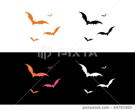 The vector orange gradient Halloween holiday bat flat icon set 64785800