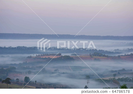 Morning mist covered by trees at Khao Takhian Ngo Phetchabun in Thailand. Morning mist covered by trees at Khao Takhian Ngo Phetchabun in Thailand. 64786578