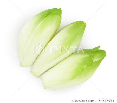 Chicory salad isolated on white background with clipping path and full depth of field. Top view. Flat lay 64786945