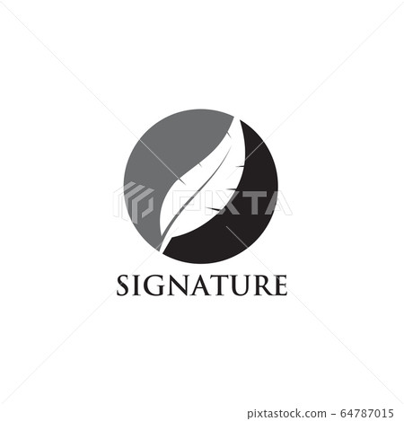 Feather pen icon logo design template 64787015