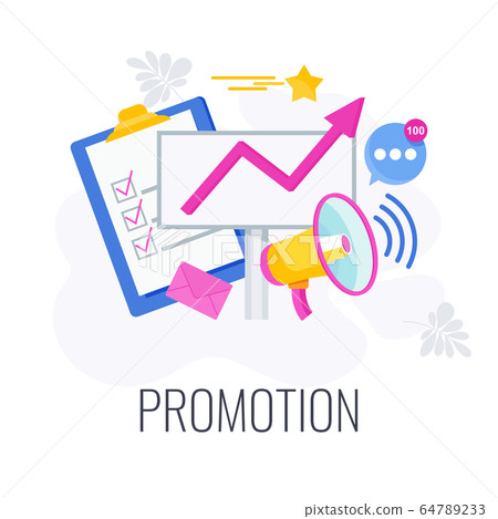 Promotion business concept. Messages fly from a megaphone Promotion business concept. Messages fly from a megaphone 64789233