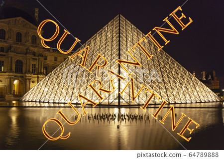 Coronavirus in Paris, France. Concept of COVID pandemic and travel in Europe.  64789888