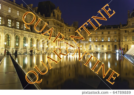 Coronavirus in Paris, France. Concept of COVID pandemic and travel in Europe.  64789889