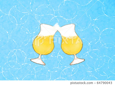 Cheers with round beer glass-cool background - Stock Illustration