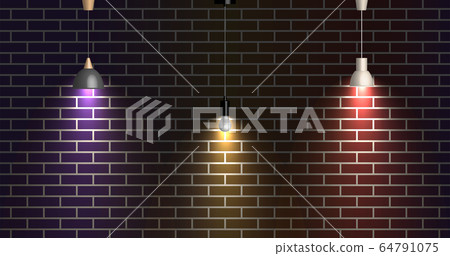 Brick wall with a lights, vector illustration. Brick wall with a lights, vector illustration. 64791075